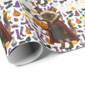 Pickleball Halloween feest voor kattenliefhebbers Cadeaupapier (Rol Hoek)