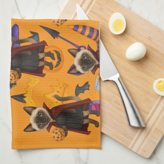 Pickleball Halloween feest voor kattenliefhebbers Theedoek (Quarter Fold)