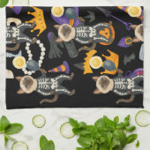 Pickleball Halloween feest voor kattenliefhebbers Theedoek (Gevouwen)