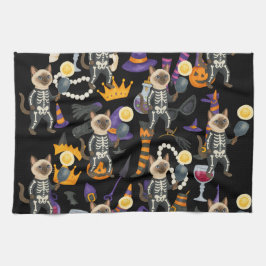 Pickleball Halloween feest voor kattenliefhebbers Theedoek