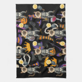 Pickleball Halloween feest voor kattenliefhebbers Theedoek (Verticaal)