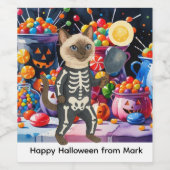 Pickleball Halloween feest voor kattenliefhebbers Wijn Etiket (Enkel label)