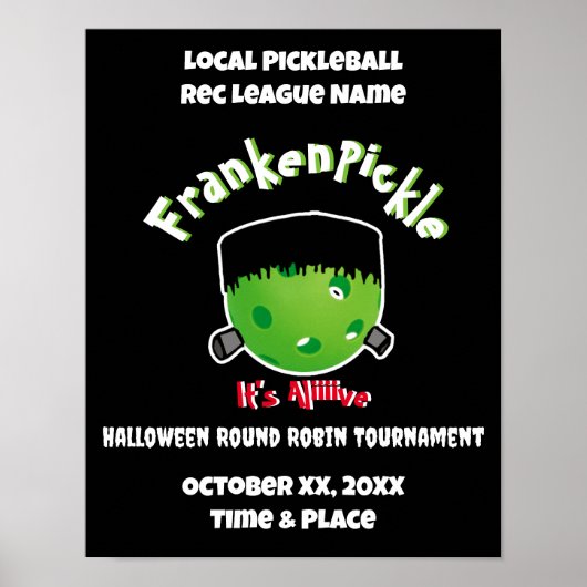 Pickleball Halloween - FrankenPickle - Het is live Poster (Voorkant)