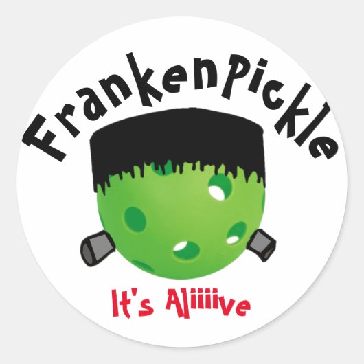 Pickleball Halloween - FrankenPickle - Het is live Ronde Sticker (Voorkant)