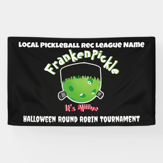 Pickleball Halloween - FrankenPickle - Het is live Spandoek (Horizontaal)