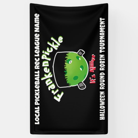 Pickleball Halloween - FrankenPickle - Het is live Spandoek (Verticaal)