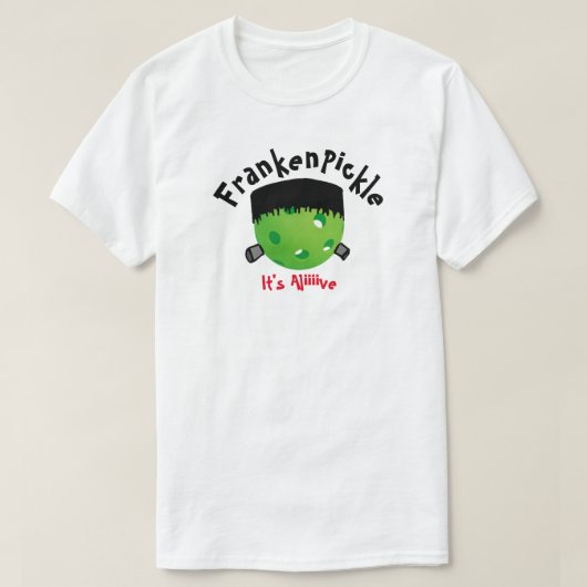 Pickleball Halloween - FrankenPickle - Het is live T-shirt (Design voorkant)