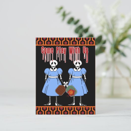 Pickleball Halloween Kostuum Party Horror Twins Kaart (Staand voorkant)