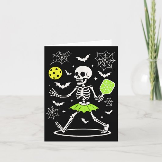 Pickleball Halloween kostuum, Spooky Season Skelet Kaart (Voorkant)