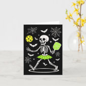 Pickleball Halloween kostuum, Spooky Season Skelet Kaart (Gele Bloem)