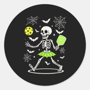 Pickleball Halloween kostuum, Spooky Season Skelet Ronde Sticker