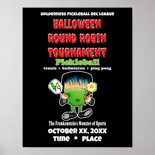 Pickleball Halloween Party Het monster van Franken Poster (Voorkant)