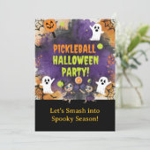Pickleball Halloween Party Kaart (Staand voorkant)