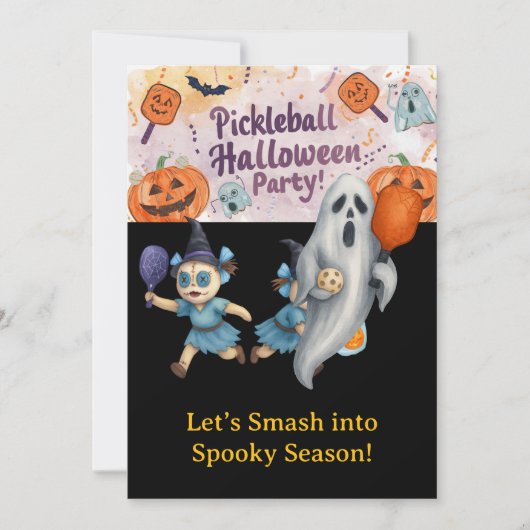 Pickleball Halloween Party Kaart (Voorkant)
