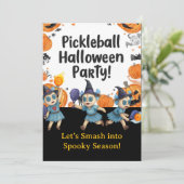 Pickleball Halloween Party Kaart (Staand voorkant)