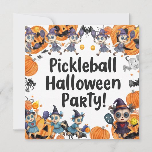Pickleball Halloween Party Kaart (Voorkant)