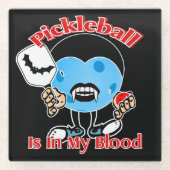 Pickleball Halloween Party Ronde Robin Vampire Glazen Onderzetter (Voorkant)