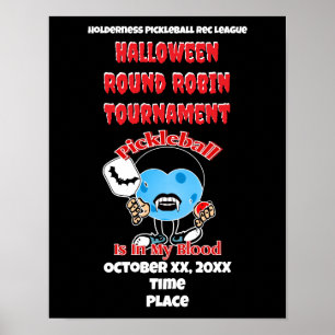 Pickleball Halloween Party Ronde Robin Vampire Poster