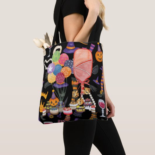 Pickleball Halloween Party Tote Bag (Dichtbij)
