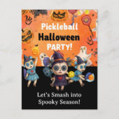 Pickleball Halloween Party Uitnodiging Briefkaart (Voorkant)