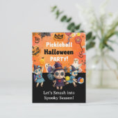 Pickleball Halloween Party Uitnodiging Briefkaart (Staand voorkant)