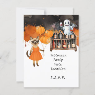 Pickleball Halloween Party voor kattenliefhebbers Briefkaart