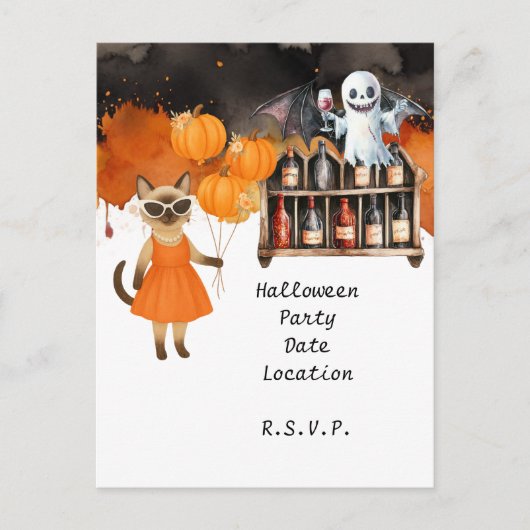 Pickleball Halloween Party voor kattenliefhebbers Briefkaart (Voorkant)