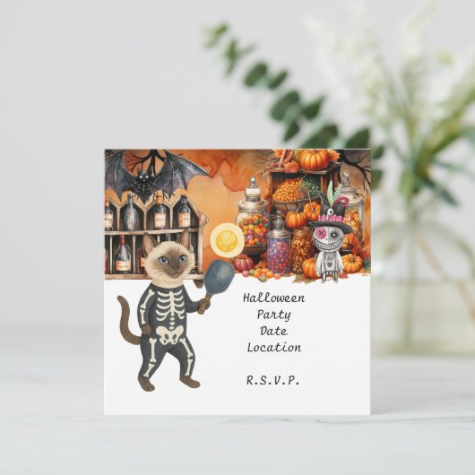 Pickleball Halloween Party voor kattenliefhebbers Kaart (Staand voorkant)