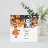Pickleball Halloween Party voor kattenliefhebbers Kaart (Staand voorkant)