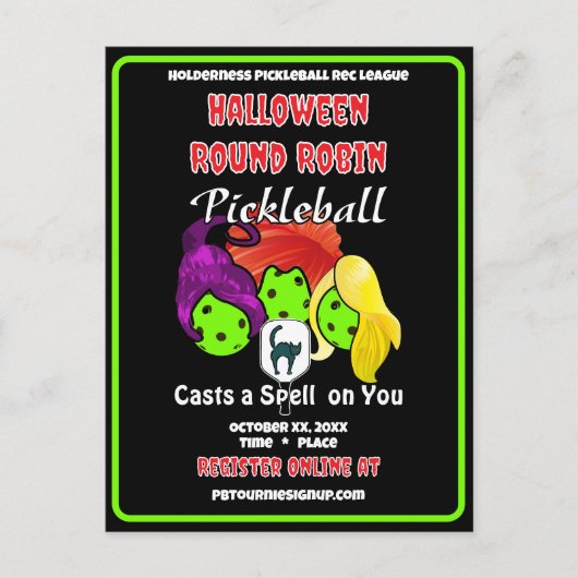 Pickleball Halloween Party Witches Casts A Spell Uitnodiging Briefkaart (Voorkant)