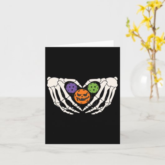 Pickleball Halloween Skeleton Hands Love Heart Pum Kaart (Gele Bloem)