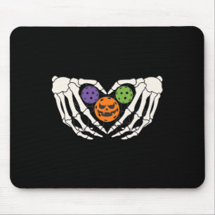 Pickleball Halloween Skeleton Hands Love Heart Pum Muismat