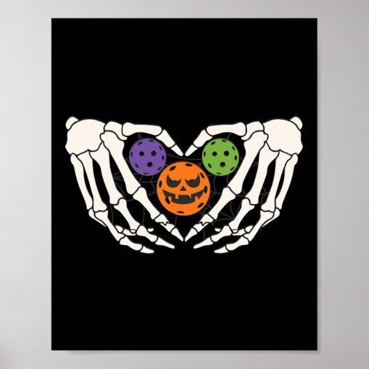 Pickleball Halloween Skeleton Hands Love Heart Pum Poster (Voorkant)