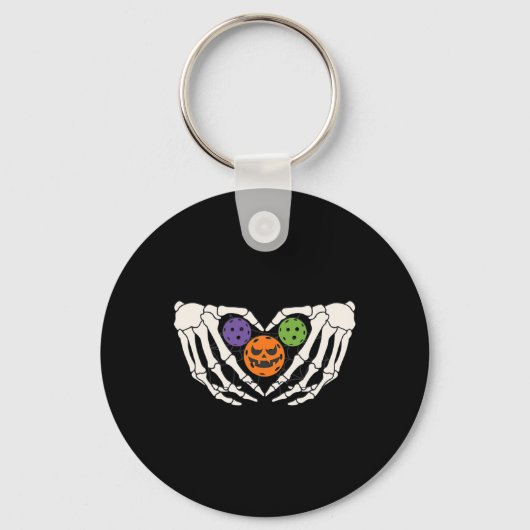Pickleball Halloween Skeleton Hands Love Heart Pum Sleutelhanger (Voorkant)