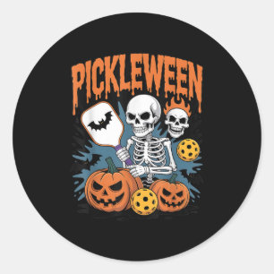 Pickleball Halloween voor mannen en vrouwen Ronde Sticker