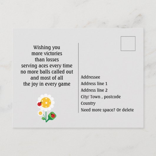 Pickleball Happy Birthday Black  Kaart (Achterkant)