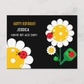 Pickleball Happy Birthday Black  Kaart (Voorkant)