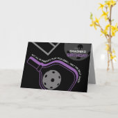 Pickleball Happy Birthday Black  Kaart (Gele Bloem)