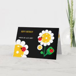 Pickleball Happy Birthday Black  Kaart