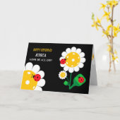 Pickleball Happy Birthday Black  Kaart (Gele Bloem)