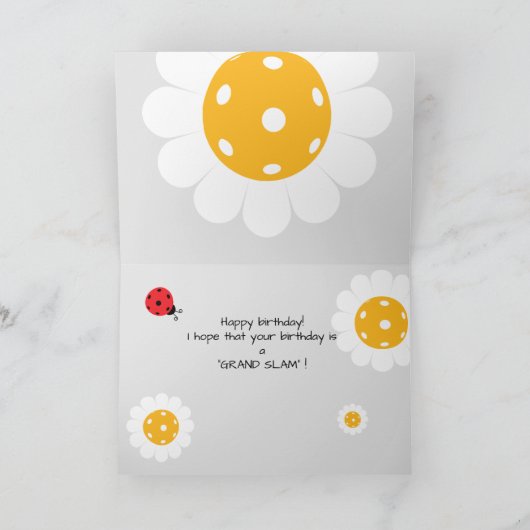 Pickleball Happy Birthday Black  Kaart (Binnen)