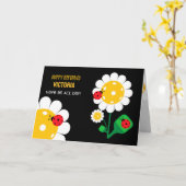 Pickleball Happy Birthday Black  Kaart (Gele Bloem)