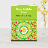 Pickleball Happy Birthday Green  kaart (Gele Bloem)