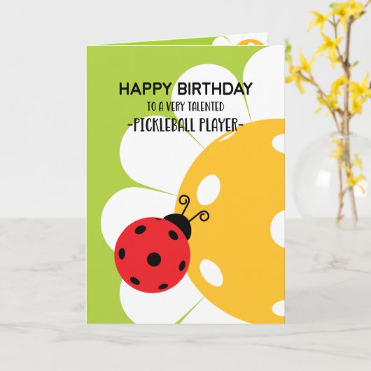 Pickleball Happy Birthday  Kaart (Gele Bloem)