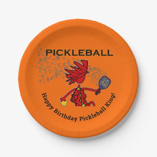 Pickleball Happy Birthday! Papieren Borden Papieren Bordje (Voorkant)