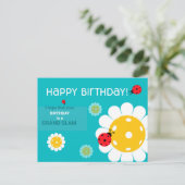Pickleball Happy Birthday Turquoise Briefkaart (Staand voorkant)