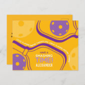 Pickleball Happy Birthday Yellow  Briefkaart (Voorkant / Achterkant)