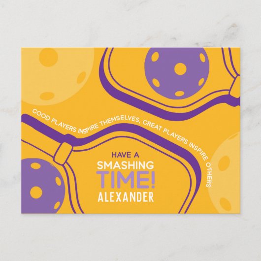 Pickleball Happy Birthday Yellow  Briefkaart (Voorkant)