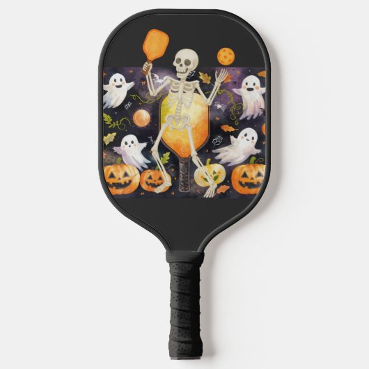 Pickleball Happy Halloween voor speler met geest Pickleball Paddle (Voorkant)