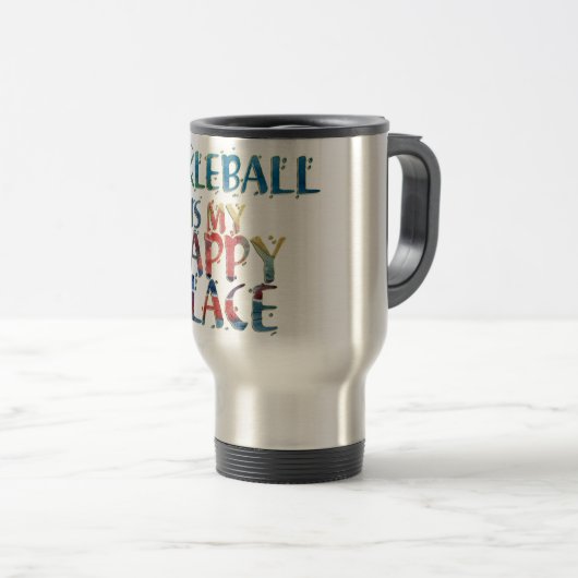 Pickleball Happy Place Travel Mug Reisbeker (Voorkant rechts)
